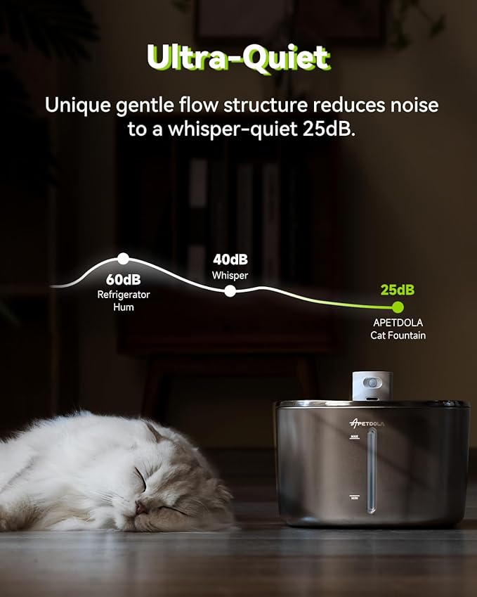 Wireless Cat Water Fountain, 135 fl oz/4L Battery Operated Cat Fountain Stainless Steel with Water Level Window, 3 Work Modes, Cordless Pet Water Fountain for Cats, Dogs, Pets, Inside