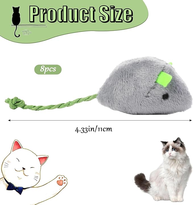 10 Pack Cat Mice Toys Catnip Toy Cats Mouse Plush Cat Toys Mouse Interactive Toy Catnip-Filled Mice Toys Biting Toys for Cats for Indoor Cats Realistic Design 10 Color