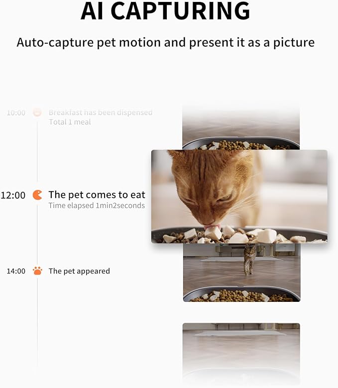 PETKIT Automatic Cat Feeder with AI Camera for Two Cats, 1080P HD Video with Night Vision, 2.4G WiFi Pet Feeder with 2-Way Audio for Cat & Dog, Dual Food Hopper 4-Stage Fresh Lock Dry Food Dispenser