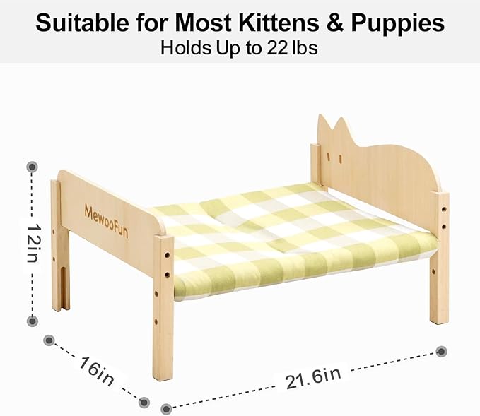 MEWOOFUN Cat Hammock Bed Elevated Pet Bed for Indoor Cats or Puppy, 21.7" X 16" Floor Standing Dog Bed Pet Resting Hammock for Cats & Small Dogs (Green)