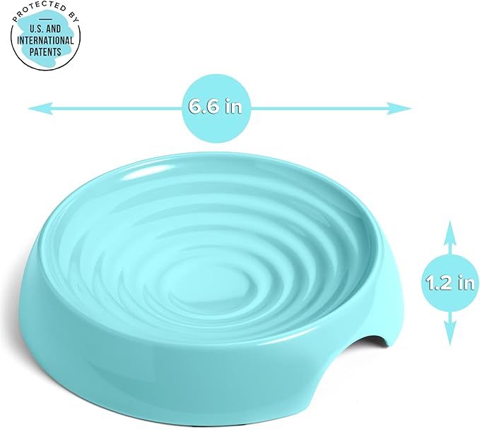 CatGuru Whisker Stress Free Cat Bowls - Wide, Non Slip, Shallow Dish for Cat Feeding & Watering (Aruba)