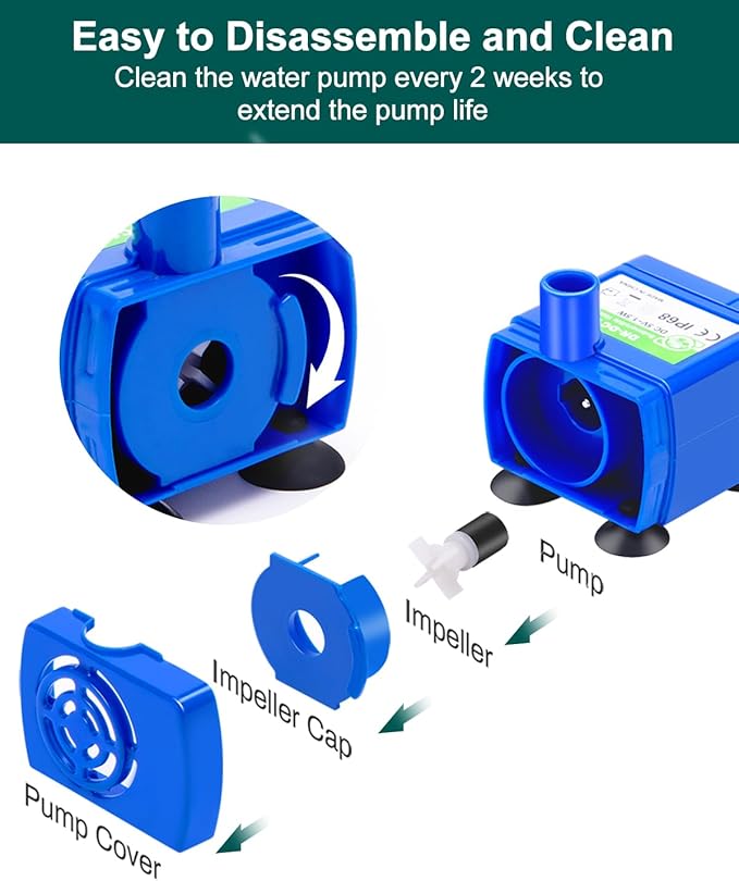Cat Water Fountain Pump,Pet Fountain Pump No LED Light Replacement Pump DR-DC160 Motor for 360°Stainless Steel Cat Fountain and Cupcake Ceramic Cat Drinking Fountain(DR-DC160)