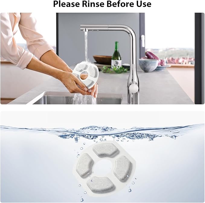 Stouchi Cat Fountain Filters Replacement, 6 Pieces Filters + 6 Pieces Sponge Filters for Pet Fountains, Suitable for WDQ1