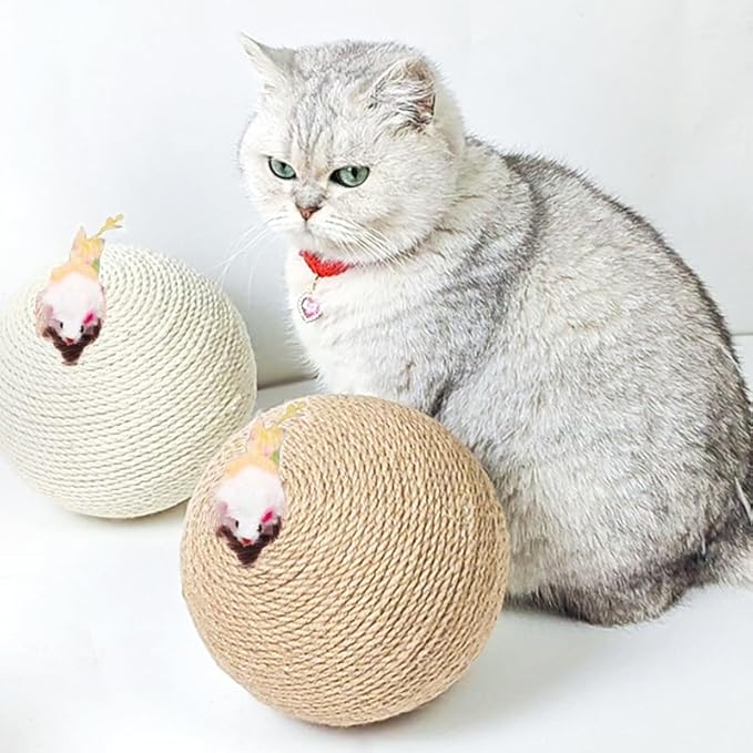 Cat Scratching Ball,Cat Ball for Interactive Enrichment and Play, Cat Scratching BallHeavy Duty Hemp Rope Toy,Cat Tree Replacement (Ball Brid)