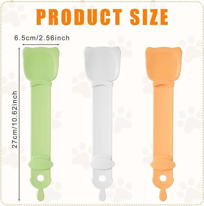 3pcs Cat Strip Feeders, Cute Cat Head Shape Cat Strip Squeeze Spoons Multifunctional 2-in-1 Cat Food Dispenser Cat Strip Spoons Cat Food Spoons for Wet Food Cat Pet Supplies