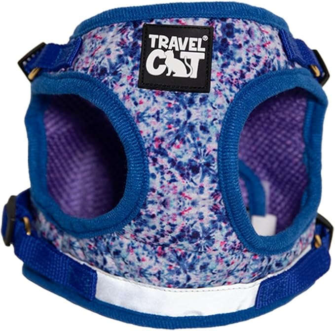 Travel Cat Harness and Leash Set - Adjustable Fit Mesh Cat Harness and Reflective Strap - Comfort Escape Proof Harness for Cats, Kitten for Outdoor Walking, Hiking (Medium, Groovy)