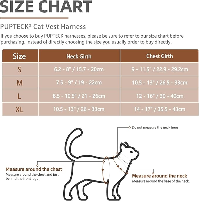 PUPTECK Soft Mesh Cat Vest Harness and Leash Set Puppy Padded Pet Harnesses Escape Proof for Cats Small Dogs Rabbits Bunny, Plaid Black, M