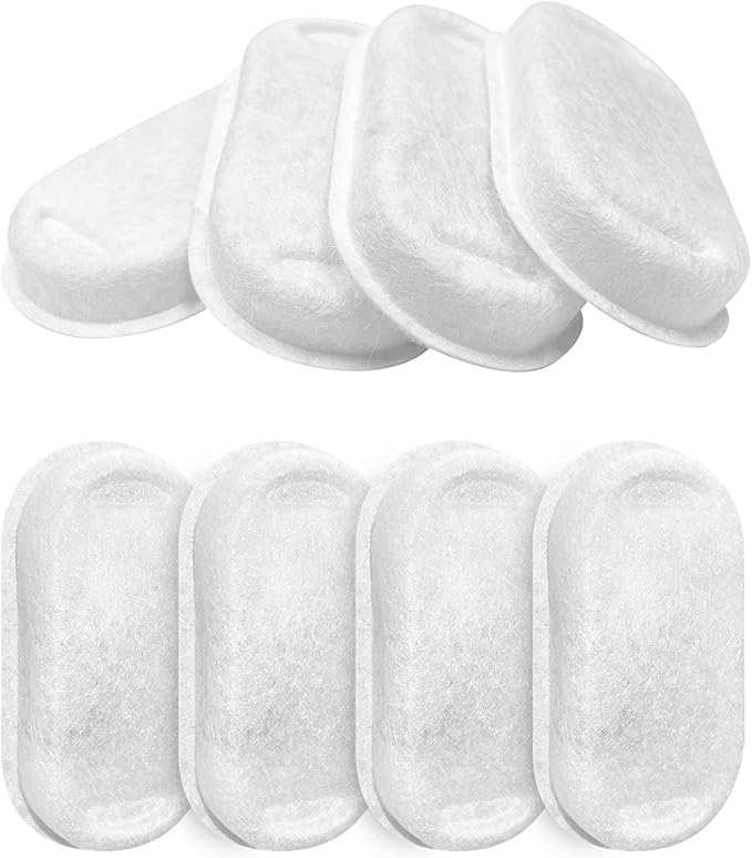 Official Tomxcute Cat Water Fountain Filters for 108oz/3.2L and 135oz/4.0L Adjustable Water Flow Pet Water Fountain, Ultra-Quiet Cat Water Fountain 8 Packs Filters & 8 Sponges Foam Filters