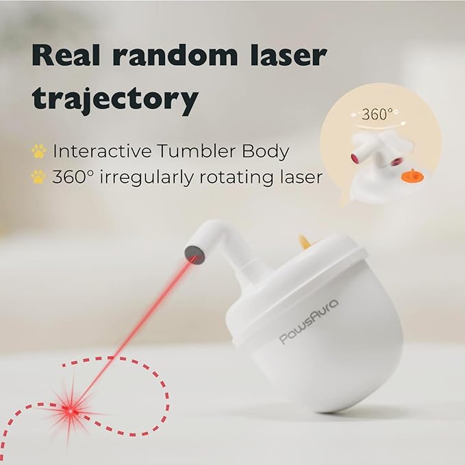 MayMaw Cat Laser Toy - Laser Cat Toys for Indoor Cats, Rechargeable Automatic Cat Laser Toy, Interactive Cat Toy with Tumbler Design, 360° Random Trajectory, 3 Modes, Catnip Included (Green)