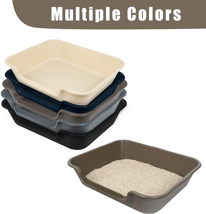2 Pack Extra Large Dog Litter Box Pan Tray (ABS Material), Low Entry Jumbo Senior Litter Boxes for Multiple Kitten Big Cats, Pet Safe Indoor Dog Potty (Dark Blue, 24" L x 21" W)