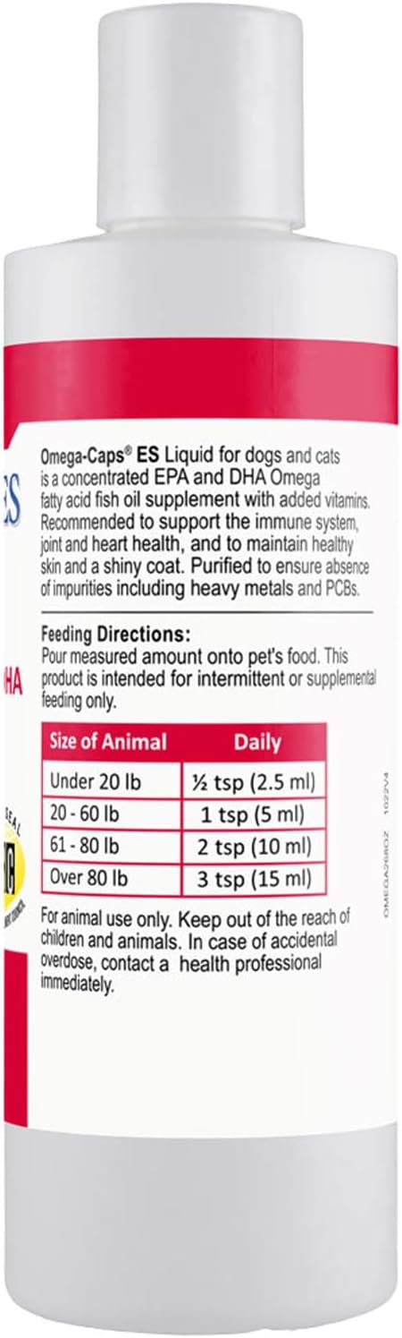 Omega-Caps ES Liquid for Dogs and Cats, Concentrated EPA and DHA, Omega-3 Liquid Supplement, Fatty Acids, Antioxidants, Vitamins Minerals, Supports Healthy Joints, Skin & Coat, 24-oz