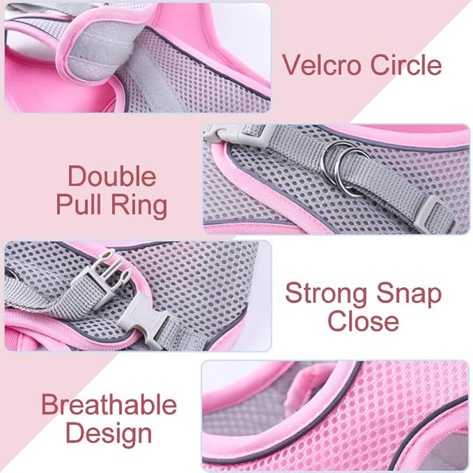 Cat Harness and Leash Set Soft Adjustable Escape Proof Cat Leash Breathable Comfortable Vest Easy to Wear Kitten/Small Dogs Harness for Outdoor Walking Blue XS