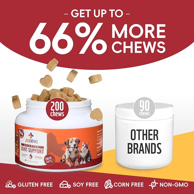 Hip & Joint Chews for Dogs – Supports Mobility & Health, Dog Arthritis Supplement, 200 Chews