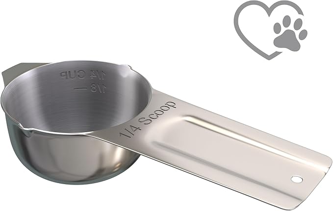 Color Up Dog and Cat Food 1/4 Scoop Premium Pet Food Measuring Cup - Stainless Steel (1/4 Scoop (1/4 Cup))