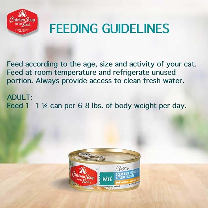 Chicken Soup For The Soul Classic Wet Senior Cat Food, Chicken & Turkey Pate, 5.5 Ounce Can (Pack of 24) | Soy Free, Corn Free, Wheat Free, Mature Cat Food Made with Real Ingredients