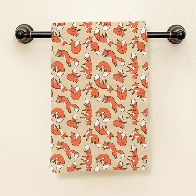 HGOD DESIGNS Fox Towels, Cute Fox Pattern 100% Cotton Soft Bath Towels for Bathroom, Kitchen, Spa 15'X30'