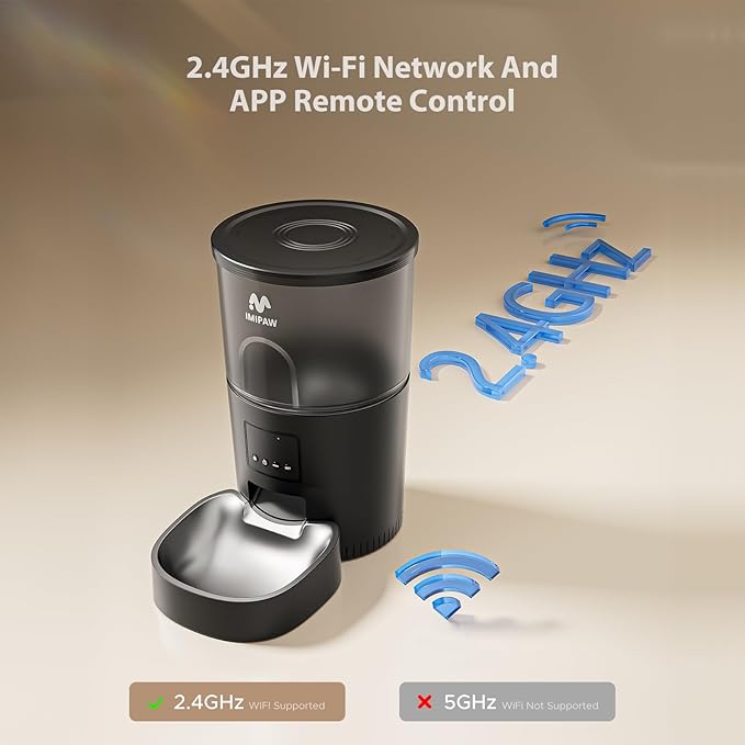 Automatic Cat Food Dispenser, WiFi Cat Feeder with APP Remote Control for Dry Pet Food, Programmable Timer, Dual Power Supply, Slow Feeder for Cats & Small Dogs