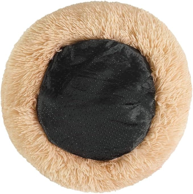otoez Kitten Puppy Bed Extra Small XS Round Dog Cat Beds Anti Anxiety Plush Pet Calming Donut Bed with Non-Slip Waterproof Bottom, Washable (15.7", Oatmeal)