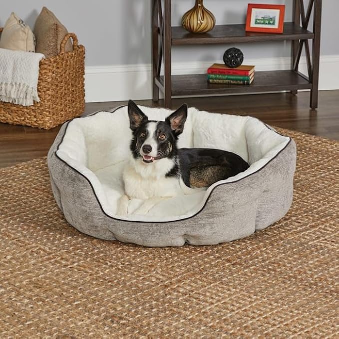 MidWest Homes for Pets Medium QuietTime Deluxe Pet Bed- Taupe/Fur, 34.1" L x 26.8" W x 11.9" Th