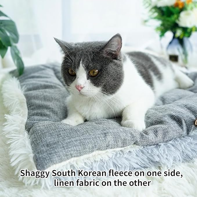 Cat Beds Small Dog Bed, Self Warming Cat Dog Mat Washable Warm Fluffy Pet Pad Calming Cushion Soft Kitty Bed for Indoor Outdoor Crate Pets Cat Small Dog Sleeping (Grey)