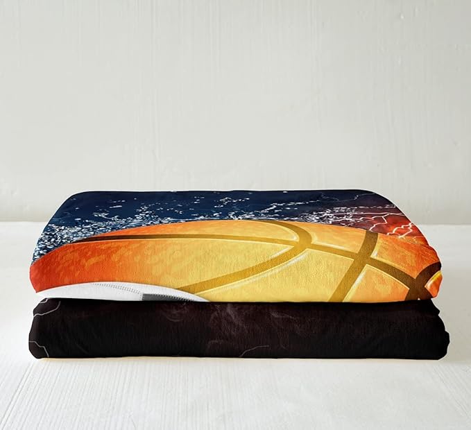 Erosebridal Sports Fleece Blanket for Boys & Baby - Baseball, Soccer, Basketball & Football Plush Blanket with Trippy Lightning Decor
