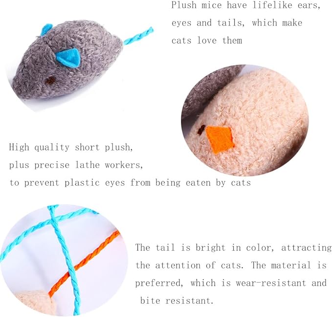 Q.Y.HOME Cat Toy Interactive Toy Plush Mouse Shaped Toy - (3 Pack),Small Breeds
