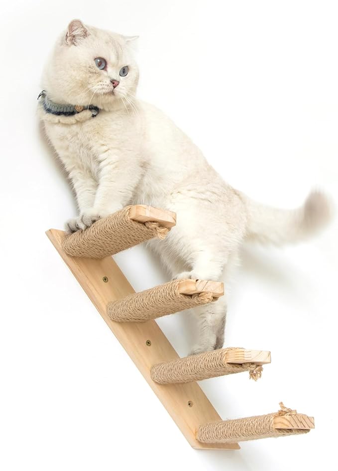 1 Pack 4 Steps Cat Wall Shelves Cat Wall Stairs with Sisal Rope.an Improved&Stronger Cat Wall Steps Cat Tree Supplies