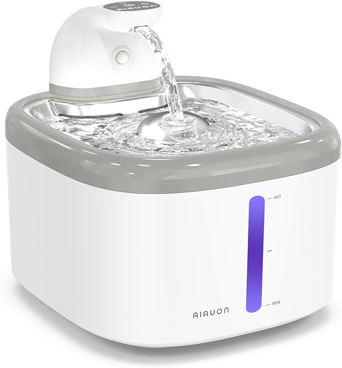 Cat Water Fountain 118oz/3.5L Battery Operated Cat Water Fountain Wireless Pet Water Fountain for Cats Inside, Automatic Cat Waterer Fountain for Cats Dogs Multiple Pets (Light Gray)