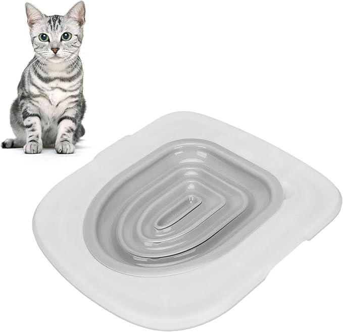 ZJchao Cat Toilet Training System, Cat Potty Toilet Training Universal Reusable Cat Toilet Trainer for Pet Cleaning Pet Supply Help Trains Your Cat Litter Tray (White Tray, 1 Gray Inner Support)