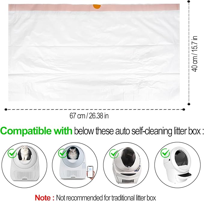 120 Count 26" x 16" Cat Litter Box Liners and Replaced Trash Bags Compatible with Litter Box Robot 4 and 3, Thick Heavy Duty Drawstring Replacement Waste Drawer Liners Bags 10-12 Gallons of Capacity