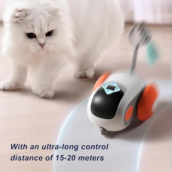 Turbo Tail 3.0, Teazys Cat Toy Turbo Tail, Smart Remote Control Electric Interactive Cats Toy, Type-C Rechargeable Turbo Tail Mouse Cat Toy with Feathers (1pc Blue)