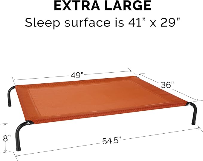 FurHaven Elevated Pet Cots - Cooling & Breathable Nylon Mesh Hammock for Large Dogs/Easy-to-Assemble / / Durable and Reinforced/Perfect for Rest & Relaxation Outdoors - Terracotta Red, Extra Large