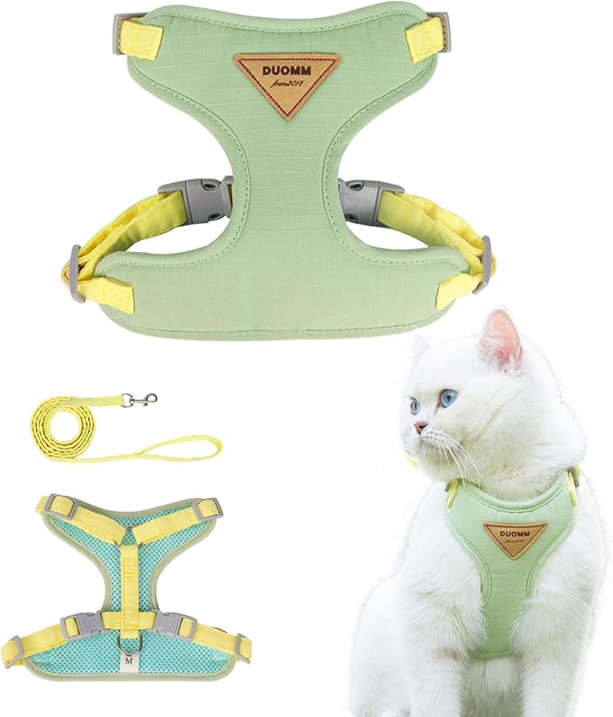 Escape-Proof Cat Harness and Leash Set - Adjustable and Comfortable - Ideal for Walking Cat Outdoors - Fits Kittens, Medium, and Large Cats (Green, S)