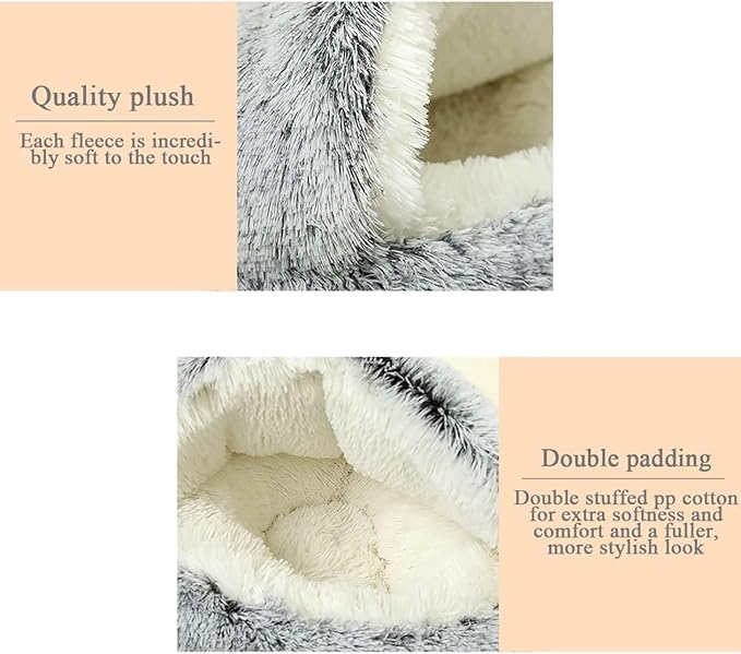 Small Dog Bed, Donut Cuddler Nest Warm Soft Plush Faux Fur Washable Dog Bed with Non-Slip Bottom for Medium Small Dogs Snooze Sleeping Indoor (65cm/25in)