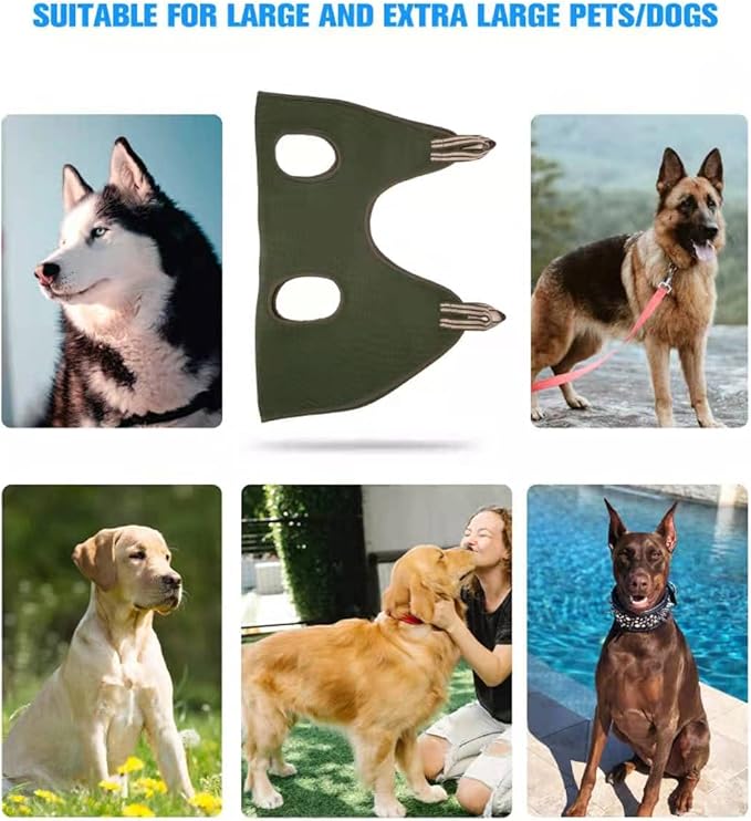 10 in 1 Pet Grooming Hammock Harness with Nail Clippers/Trimmer, Nail File, Comb,Dog Nail Hammock, Dog Grooming Sling for Nail Trimming/Clipping (XXXL/Under 140lb, Khaki Green)