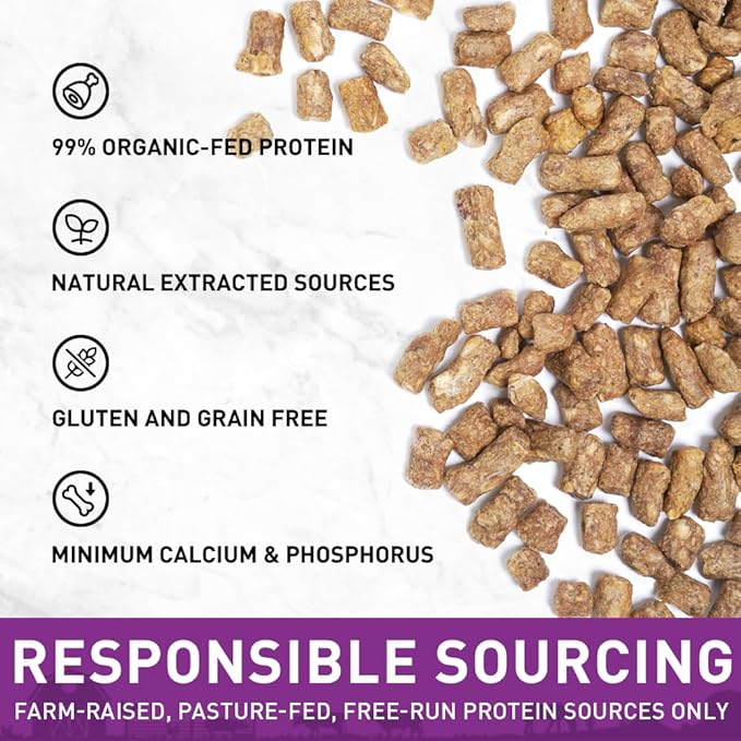PURPOSE Freeze Dried Raw Cat Food, Grain Free Dry Cat Food, Complete Balanced Meal or Topper, Protein Rich Cat Food for All Breeds and Life Stages, Pure Turkey Recipe Mini Nibs Entrée, 9 oz, USA Made