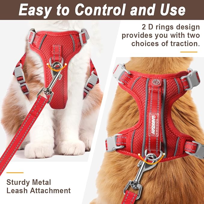 Cat Harness and Leash Set for Walking Escape Proof for Small Large cat Kitten Harness with ID tag Pocket (Red,S)