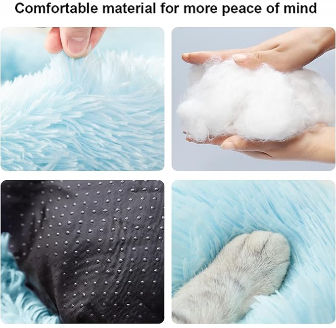 Nisrada Cat Beds for Indoor Cats,20 Inch Dog Bed for Small Melium Large Dogs, Washable-Round Pet Bed for Puppy and Kitten with Slip-Resistant Bottom