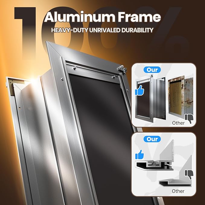 Dog Door for Wall, Medium Doggy Door, Heavy Duty Cat Pet Door, All Aluminum Frame, Double Magnetic Flaps, Energy Efficient, Telescoping Tunnel, Sliding Lock Panel, Easy to Install (Pets Up to 45 Lb)