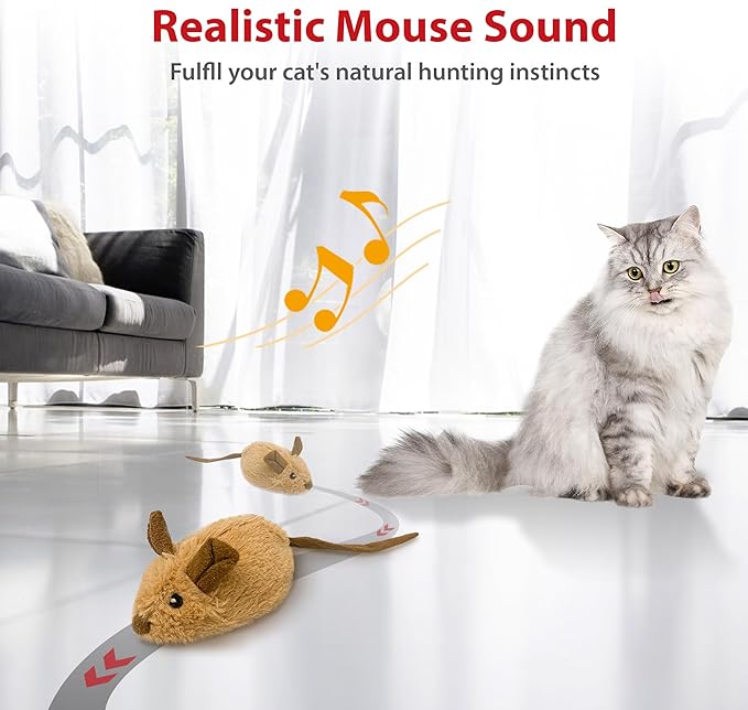 Gigwi Interactive Cat Toys For Indoor Cats, Moving Cat Toy For Bored Indoor Adult Cats, Automatic Electronic Moving Mouse Cat Toys With Realistic Squeaky, Kitten Toys For Hunting Play Exercise