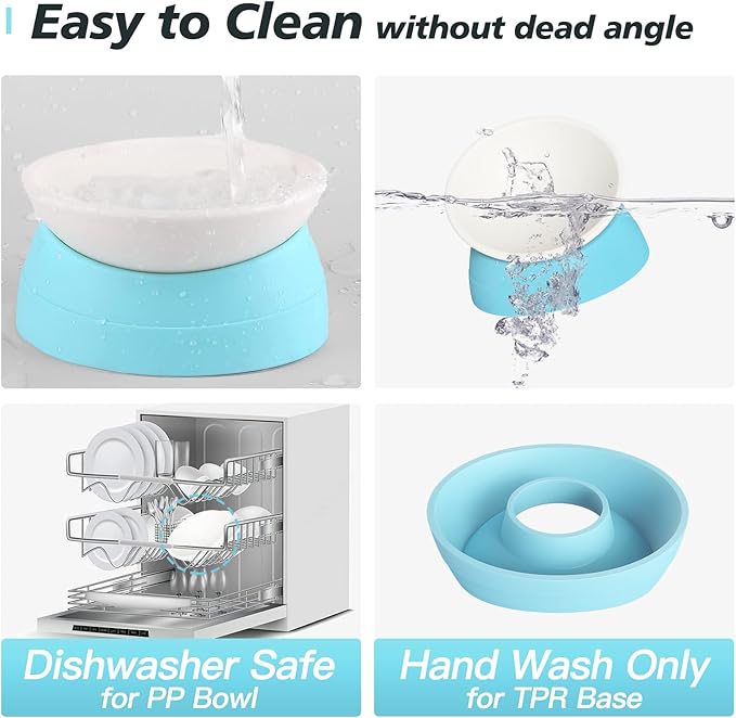 Cat Bowls Elevated Cat Food Bowl Adjustable Cat Dish Anti-Slip and Anti-Noise Raised Cat Bowl Protecting Pet’s Spine Thickened Plastic Bowl Suitable for Indoor Cats, 17 Oz