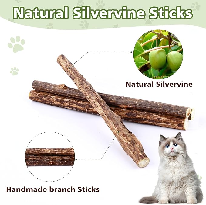 27 Pack Catnip Chew Toys for Cats,Cotton Sisal Rope Toys,Cat Natural Silvervine Sticks,for Cat Teeth Cleaning and Dental Care,Interactive Cat Toy for Bored Indoor Cats