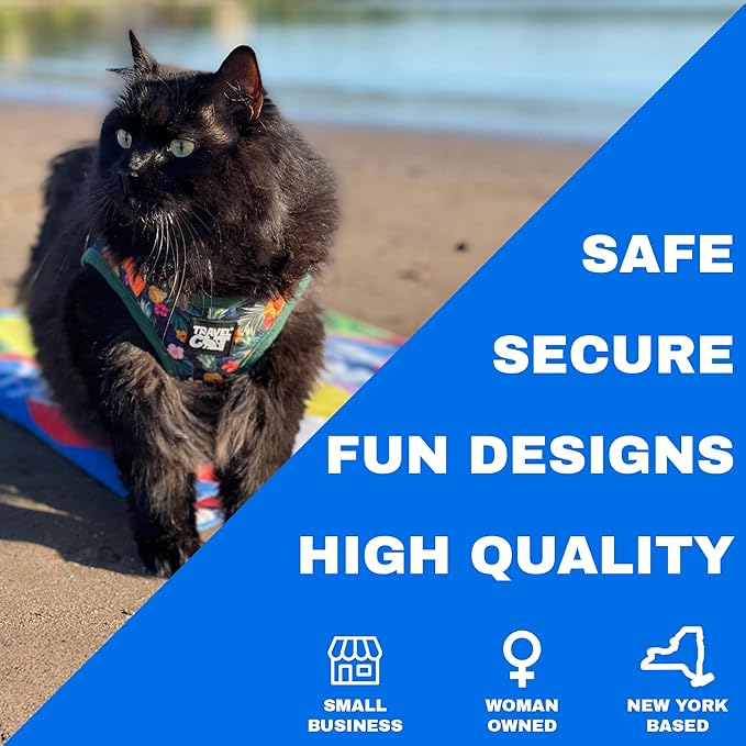 Travel Cat Harness and Leash Set - Adjustable Fit Mesh Cat Harness and Reflective Strap - Comfort Escape Proof Harness for Cats, Kitten for Outdoor Walking, Hiking (Small, Cash)