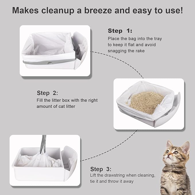 120 Count Cat Litter Bags Drawstring Litter Box Liners Compatible with Litter Robot 4 Waste Bags,Thick Replacement Cat Litter Box Liners for Self Cleaning Litter Box