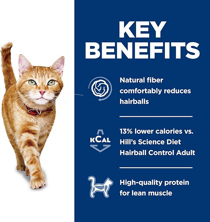 Hill's Science Diet Adult Hairball Control Light Chicken Recipe Dry Cat Food, 7 lbs.