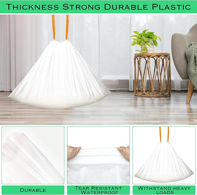 120 Count 26" x 16" Cat Litter Box Liners and Replaced Trash Bags Compatible with Litter Box Robot 4 and 3, Thick Heavy Duty Drawstring Replacement Waste Drawer Liners Bags 10-12 Gallons of Capacity