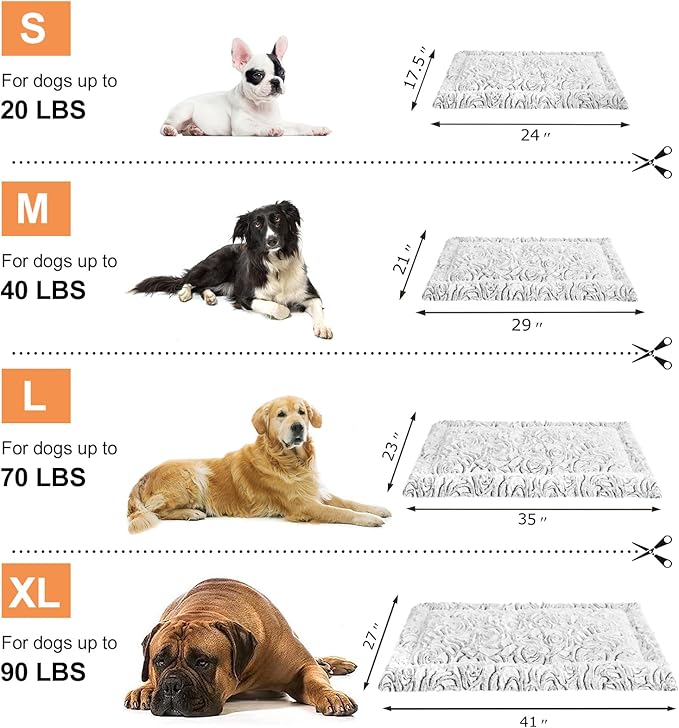 2 in 1 Dog Bed Crate Pad Mat Washable Reversible (Cool & Warm) Soft Fluffy Pet Kennel Beds for Large Medium Small Puppy Cat Sleeping Mattress Machine Wash Dog Cooling Mats (Grey, 41"*27"1.5")