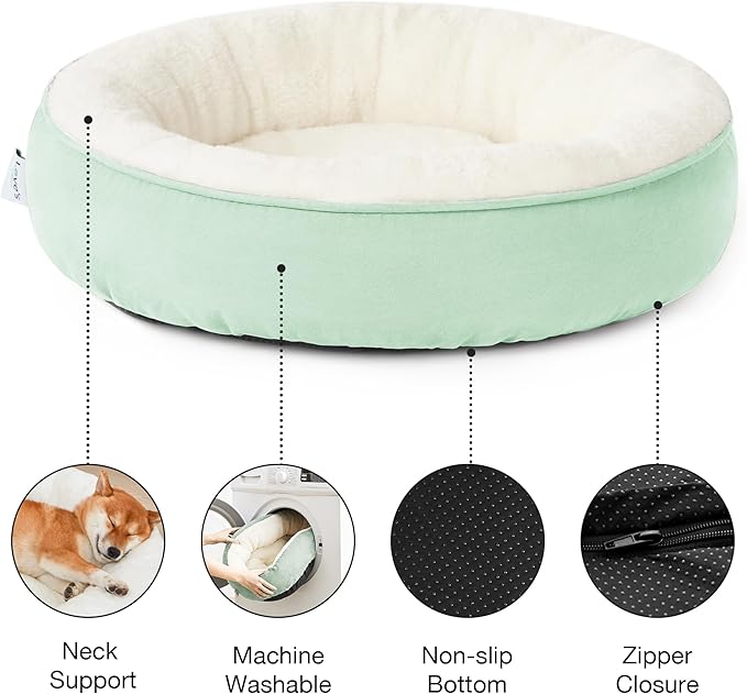 Love's cabin Round Donut Cat and Dog Cushion Bed, 30in Pet Bed for Medium or Large Dogs, Anti-Slip & Water-Resistant Bottom, Soft Durable Fabric Pet beds, Washable Calming Cat & Dog Bed Teal