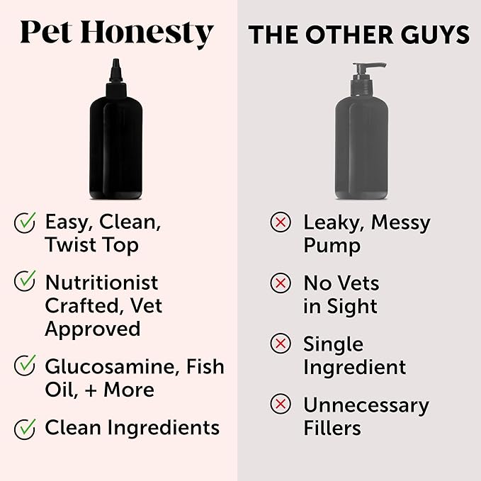 Pet Honesty Dog Joint Supplement with Salmon Oil for Dogs - Ease Stiffness, Reduce Discomfort & Support Joint Mobility Liquid Supplement, Dog Food Topper Bone Broth with Glucosamine for Dogs (12 oz)