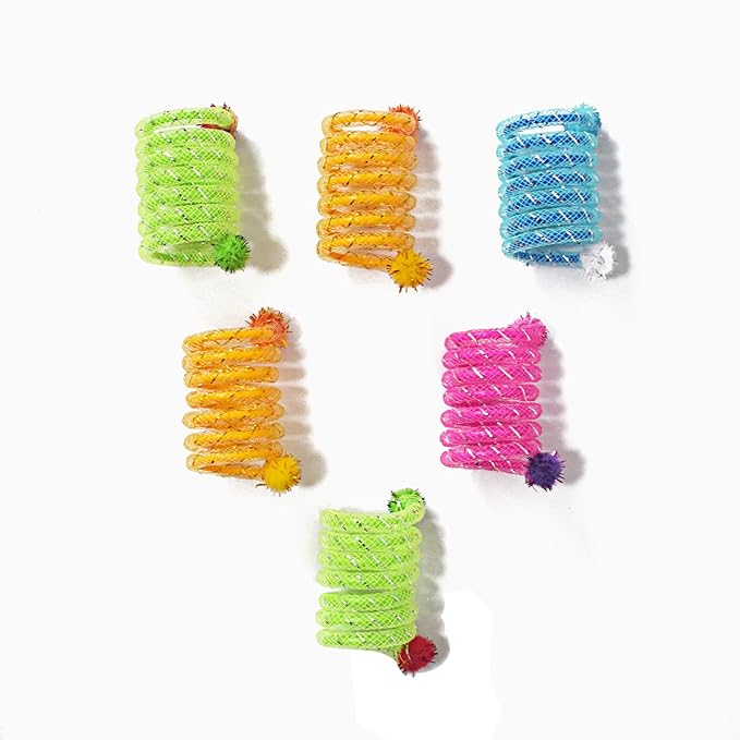 IUHKBH Cat Springs, 6 PCS Colorful Springs Cat Toys Interactive Cat Toy Plastic Coil Spiral Springs for Cat Kitten